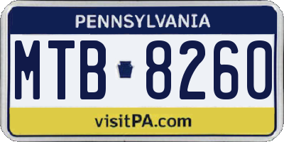 PA license plate MTB8260