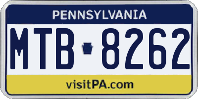PA license plate MTB8262