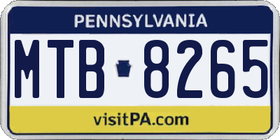 PA license plate MTB8265
