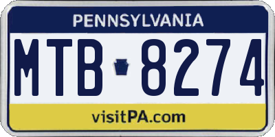 PA license plate MTB8274