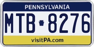 PA license plate MTB8276