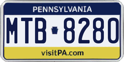 PA license plate MTB8280