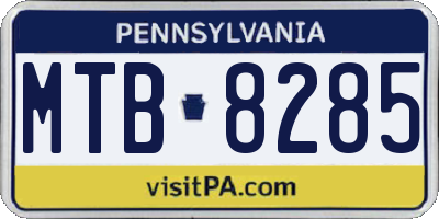PA license plate MTB8285