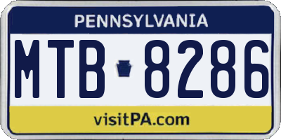 PA license plate MTB8286