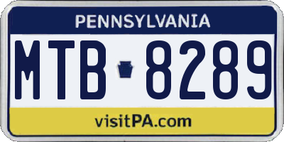 PA license plate MTB8289