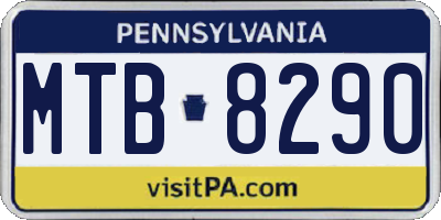 PA license plate MTB8290