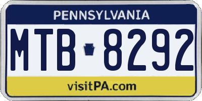 PA license plate MTB8292