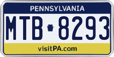 PA license plate MTB8293