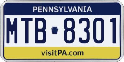 PA license plate MTB8301