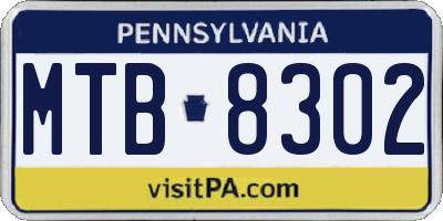 PA license plate MTB8302