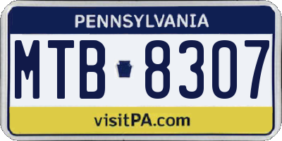 PA license plate MTB8307