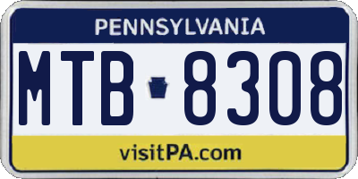 PA license plate MTB8308