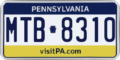 PA license plate MTB8310