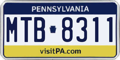 PA license plate MTB8311