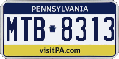 PA license plate MTB8313