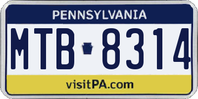 PA license plate MTB8314