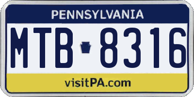 PA license plate MTB8316