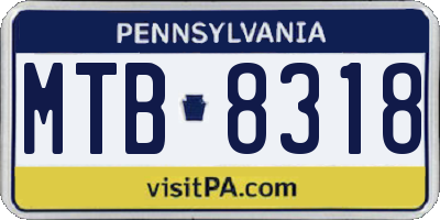 PA license plate MTB8318