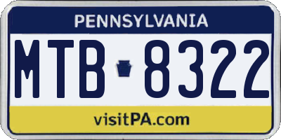 PA license plate MTB8322