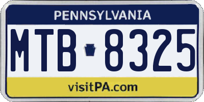 PA license plate MTB8325