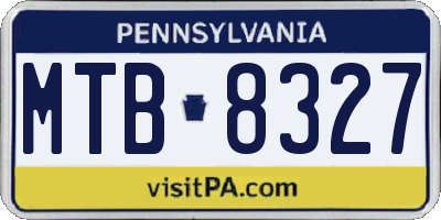 PA license plate MTB8327