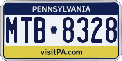 PA license plate MTB8328