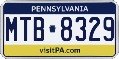PA license plate MTB8329