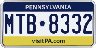 PA license plate MTB8332