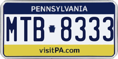 PA license plate MTB8333
