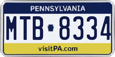 PA license plate MTB8334