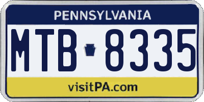 PA license plate MTB8335