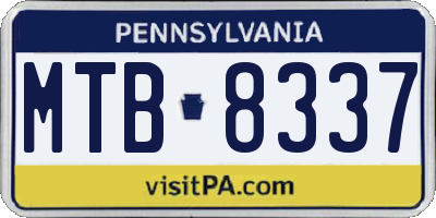 PA license plate MTB8337