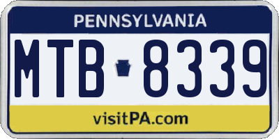 PA license plate MTB8339