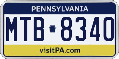 PA license plate MTB8340