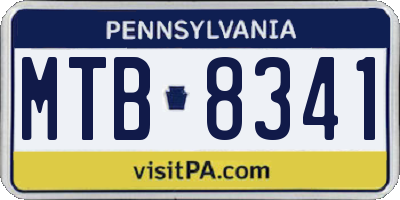 PA license plate MTB8341
