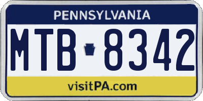 PA license plate MTB8342