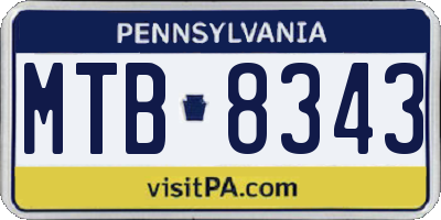 PA license plate MTB8343
