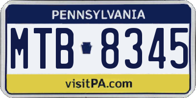 PA license plate MTB8345