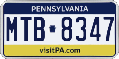 PA license plate MTB8347