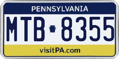 PA license plate MTB8355
