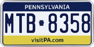PA license plate MTB8358