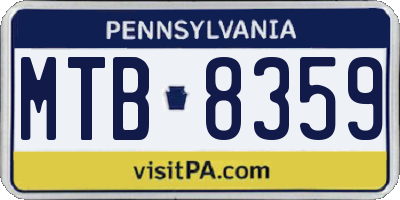 PA license plate MTB8359