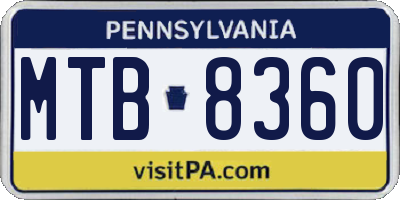 PA license plate MTB8360