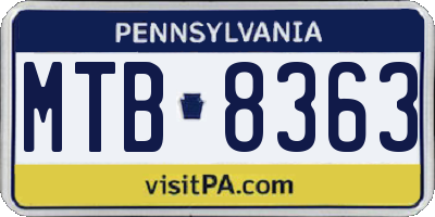 PA license plate MTB8363