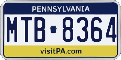 PA license plate MTB8364