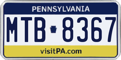 PA license plate MTB8367