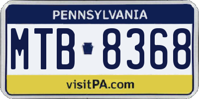 PA license plate MTB8368