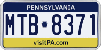 PA license plate MTB8371