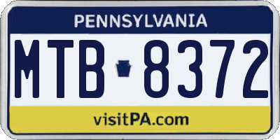 PA license plate MTB8372