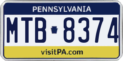 PA license plate MTB8374